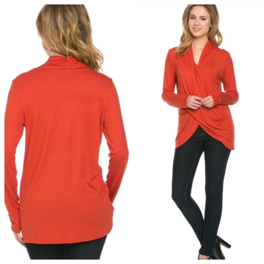 Gorgeous Rust drape front tunic top